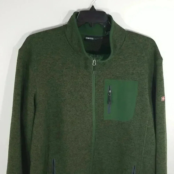 {Swiss Tech} Men's Zippered Fleece Jacket in Green Size 2XL - Picture 3 of 15